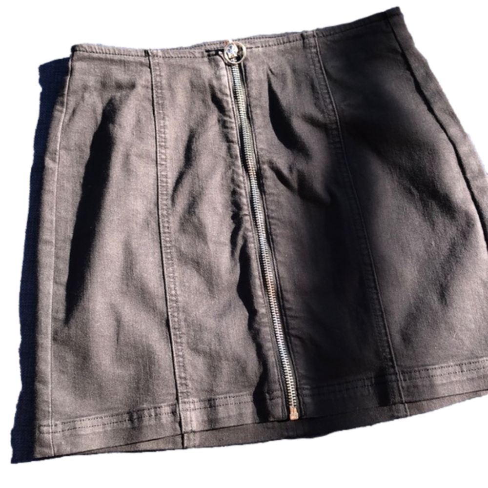 PAC Sun black Zip Up denim miniskirt Sz 25.